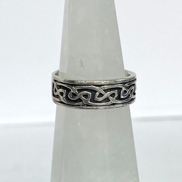 Sterling Silver 925 Oxidized 6mm Endless Celtic Knot Infinity Band Ring Sz 5.75 - Picture 11 of 16